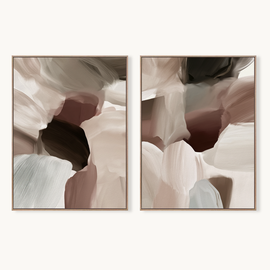 Sienna Bloom I & II - Canvas Art Pair